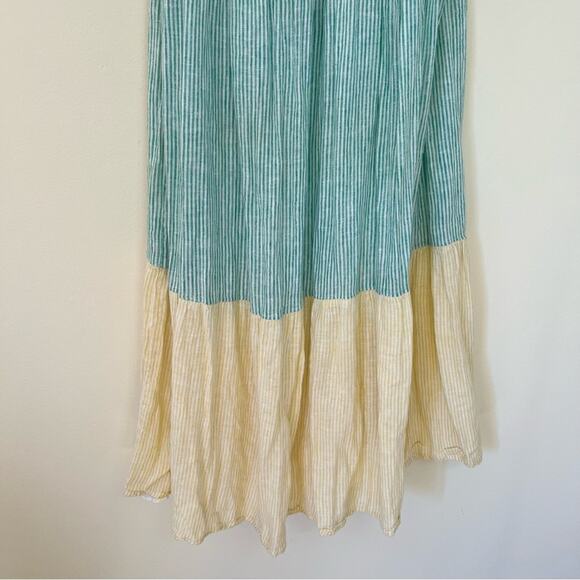 Rails Capri Linen Blend Ruffle Strap Midi Dress Mixed Rainbow Stripe - Picture 8 of 10